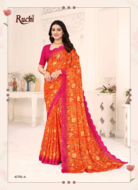 Savera Vol 12 By Ruchi Chiffon Saree Attached With Border Wholesale Clothing Suppliers In India